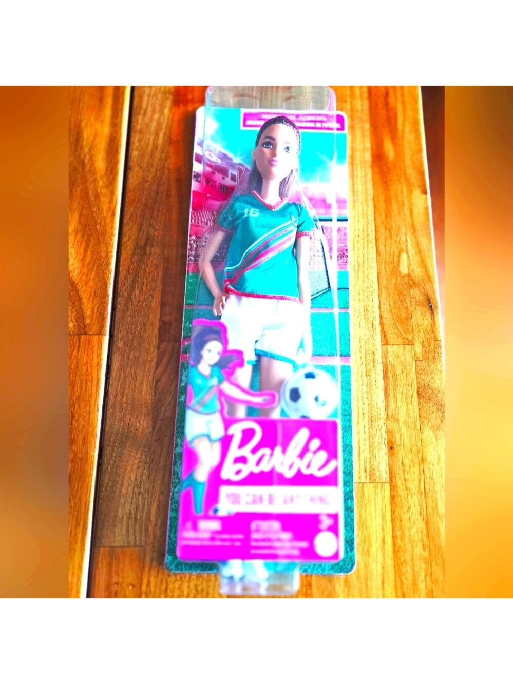 NEW! Barbie Soccer Doll, Brunette Ponytail, #16 Uniform, Soccer Ball, Cleats
